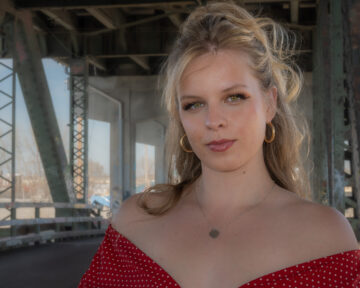 Brooke posing on Central Avenue urban fashion photography