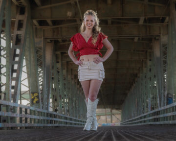 Urban portrait of Brooke on Central Avenue with city architecture photography