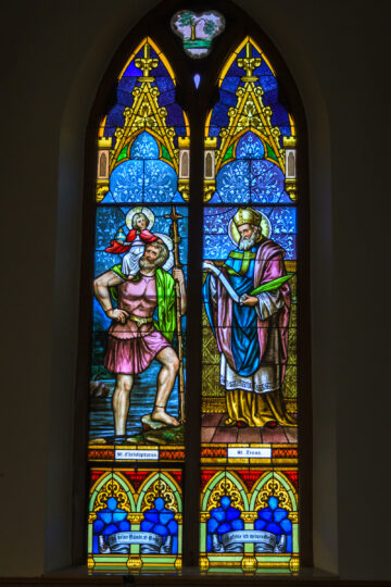 Religious sanctuary and altar at Holy Trinity Catholic Church in Okarche Oklahoma.