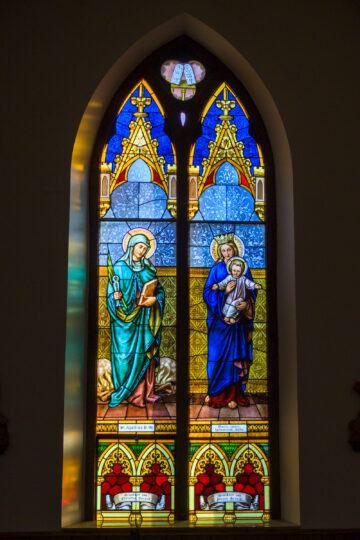 Religious altar cross at Holy Trinity Catholic Church in Okarche Oklahoma.