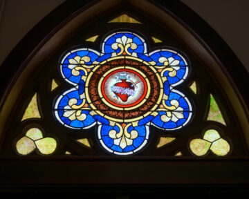 Decorative archways and interior architecture at Holy Trinity Catholic Church in Okarche Oklahoma.
