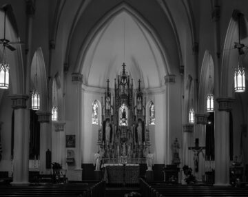 Ornate church organ at Holy Trinity Catholic Church in Okarche Oklahoma.