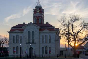 A local street scene in Lampasas, Texas.