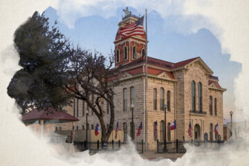 A scenic view of a park in Lampasas, Texas.